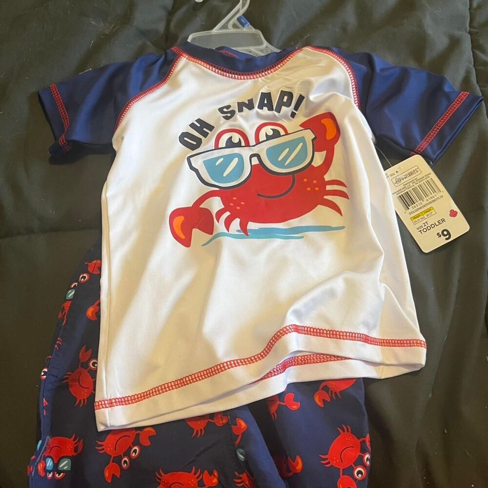 Swiggles Toddler Crab Print Swim Set — NWT 2T